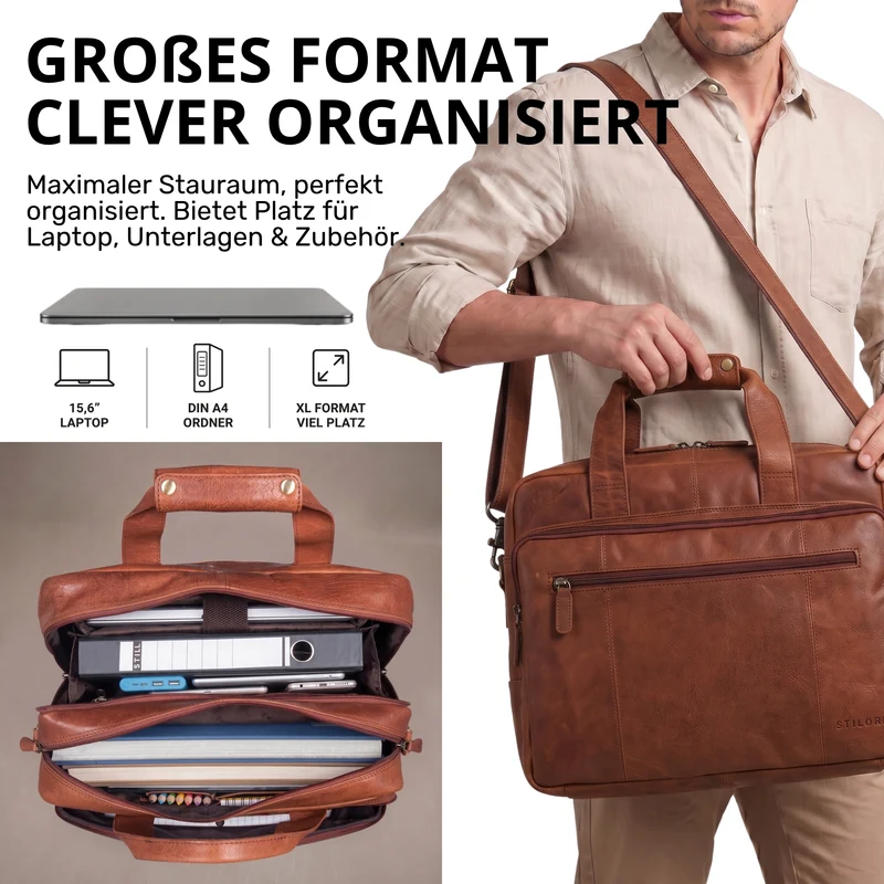 "Experience" XL Aktentasche Leder Herren Große 15,6 Zoll Laptoptasche