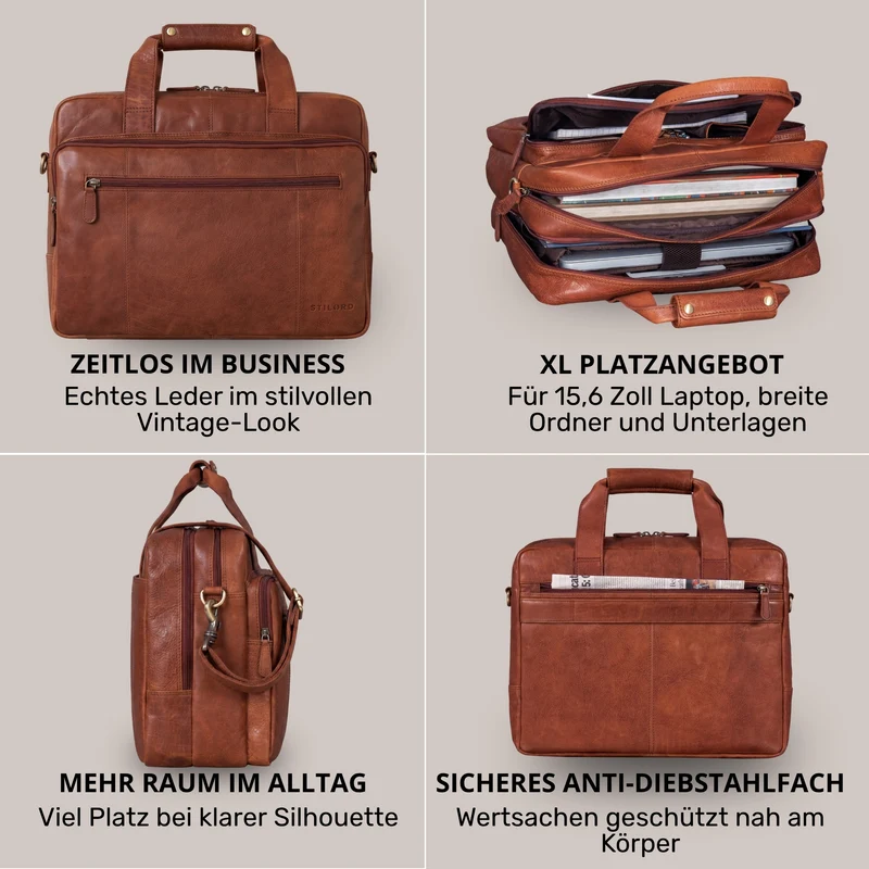 "Experience" XL Aktentasche Leder Herren Große 15,6 Zoll Laptoptasche