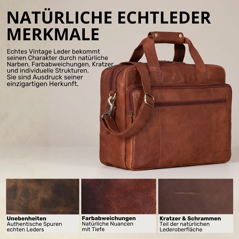 "Experience" XL Aktentasche Leder Herren Große 15,6 Zoll Laptoptasche