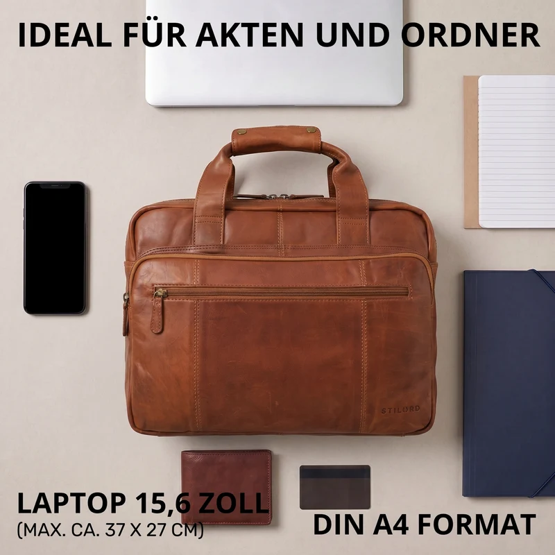 "Experience" XL Aktentasche Leder Herren Große 15,6 Zoll Laptoptasche