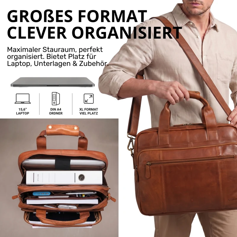 "Experience" XL Aktentasche Leder Herren Große 15,6 Zoll Laptoptasche