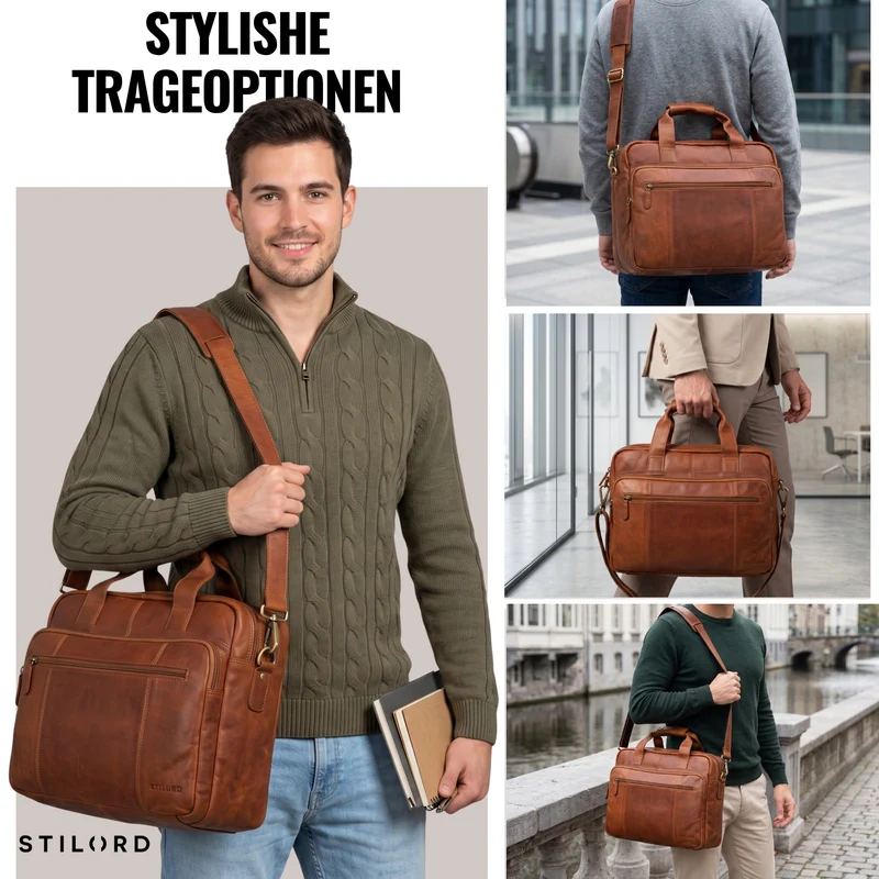 "Experience" XL Aktentasche Leder Herren Große 15,6 Zoll Laptoptasche