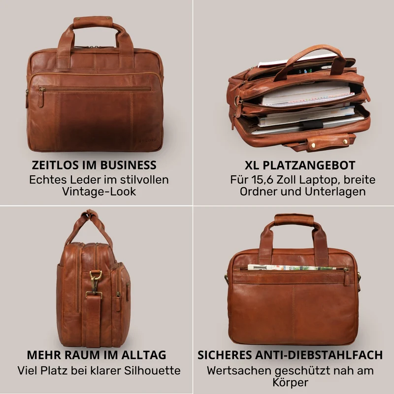 "Experience" XL Aktentasche Leder Herren Große 15,6 Zoll Laptoptasche