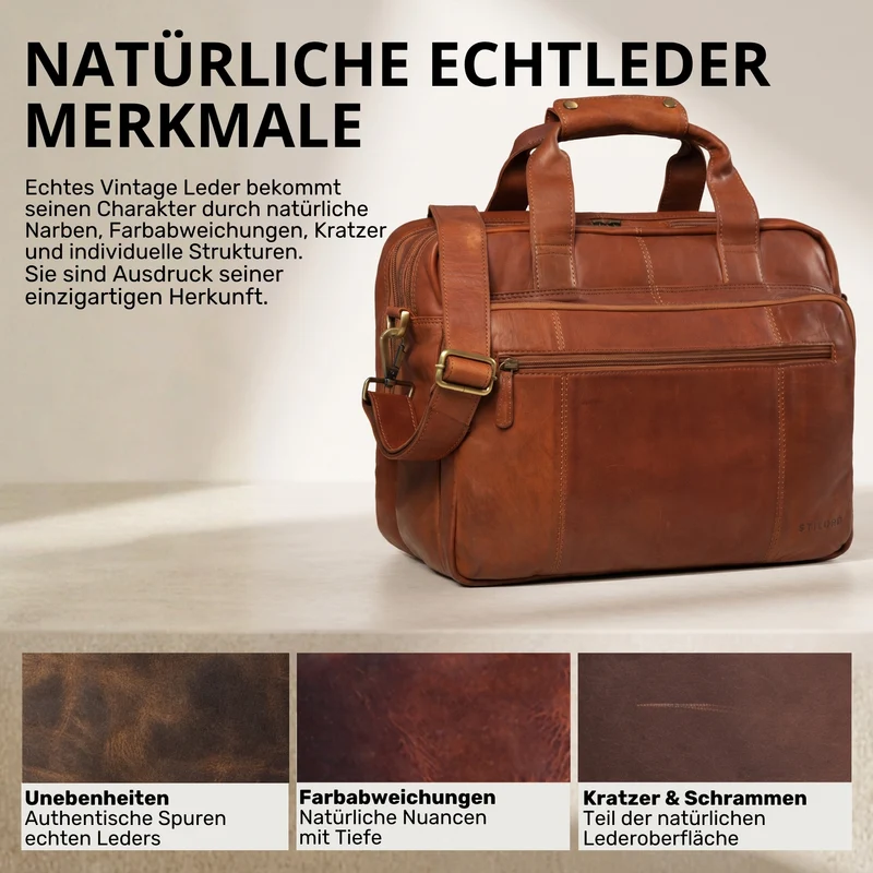 "Experience" XL Aktentasche Leder Herren Große 15,6 Zoll Laptoptasche