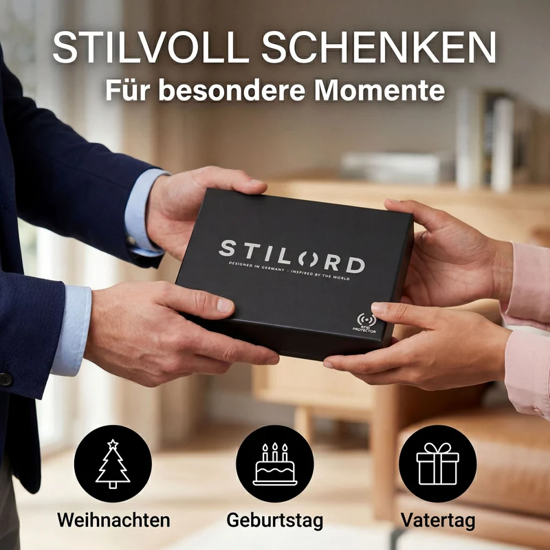 "Cooper" RFID Leder Brieftasche Herren in Schwarzer Geschenkbox