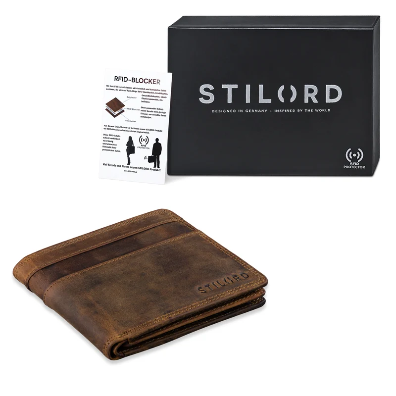 "Cooper" RFID Leder Brieftasche Herren in Schwarzer Geschenkbox