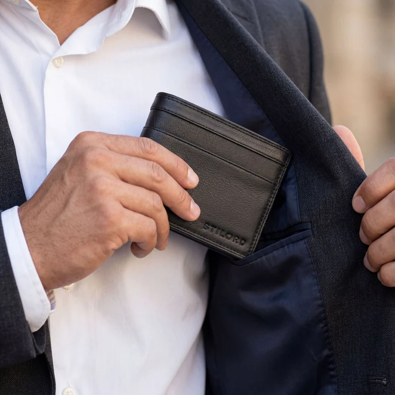 "Cooper" RFID Leder Brieftasche Herren in Schwarzer Geschenkbox