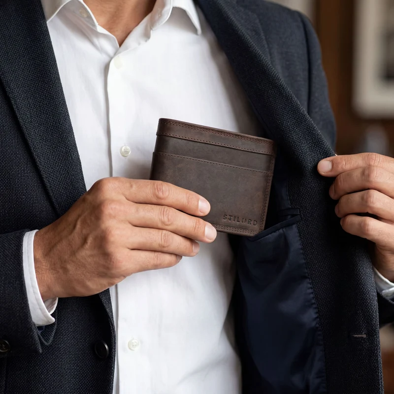 "Cooper" RFID Leder Brieftasche Herren in Schwarzer Geschenkbox