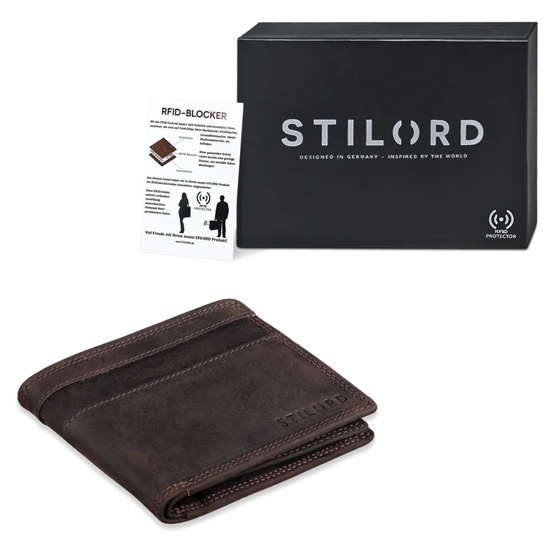 "Cooper" RFID Leder Brieftasche Herren in Schwarzer Geschenkbox