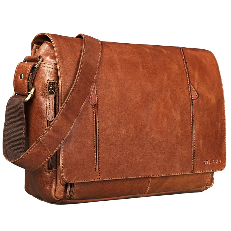 "Erik" Vintage Schultertasche Leder 15,6 Zoll Echtleder Umhängetasche
