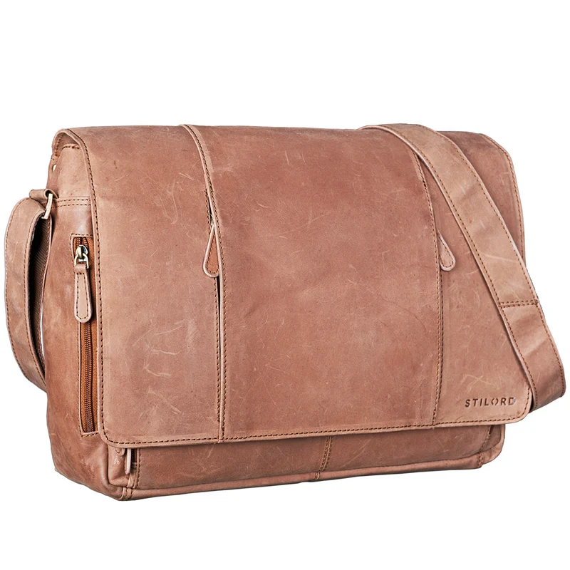 "Erik" Vintage Schultertasche Leder 15,6 Zoll Echtleder Umhängetasche