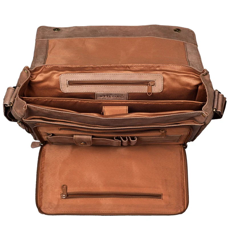 "Erik" Vintage Schultertasche Leder 15,6 Zoll Echtleder Umhängetasche