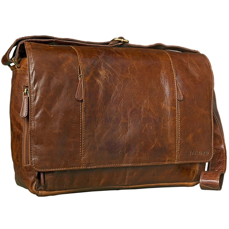 "Erik" Vintage Schultertasche Leder 15,6 Zoll Echtleder Umhängetasche