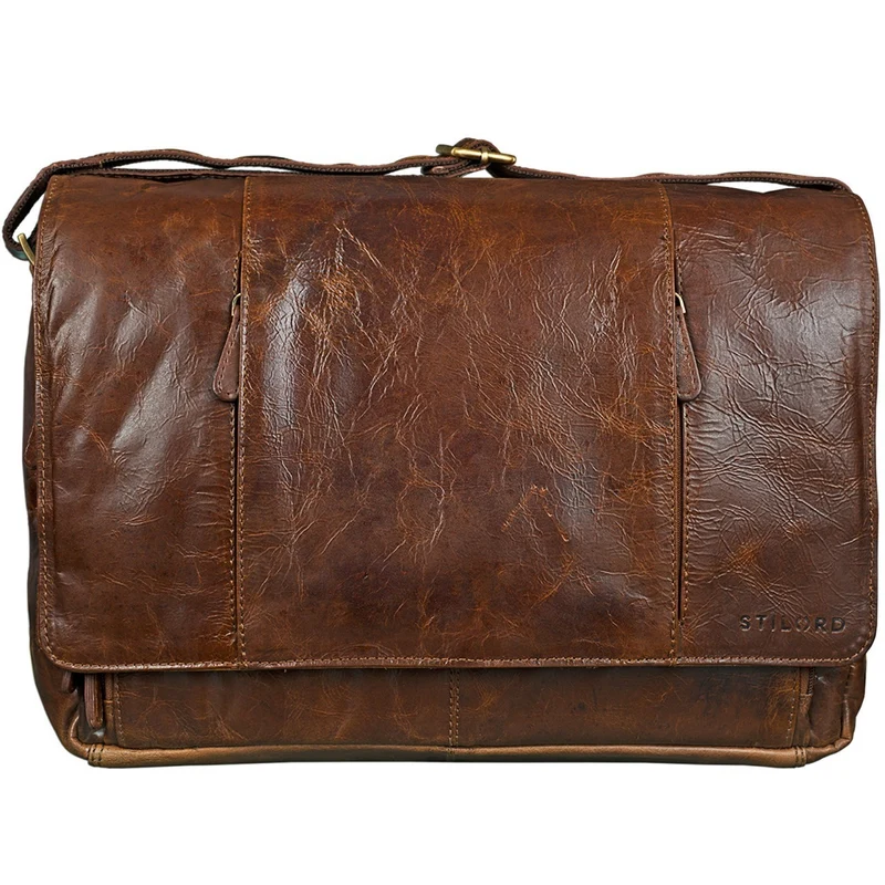 "Erik" Vintage Schultertasche Leder 15,6 Zoll Echtleder Umhängetasche