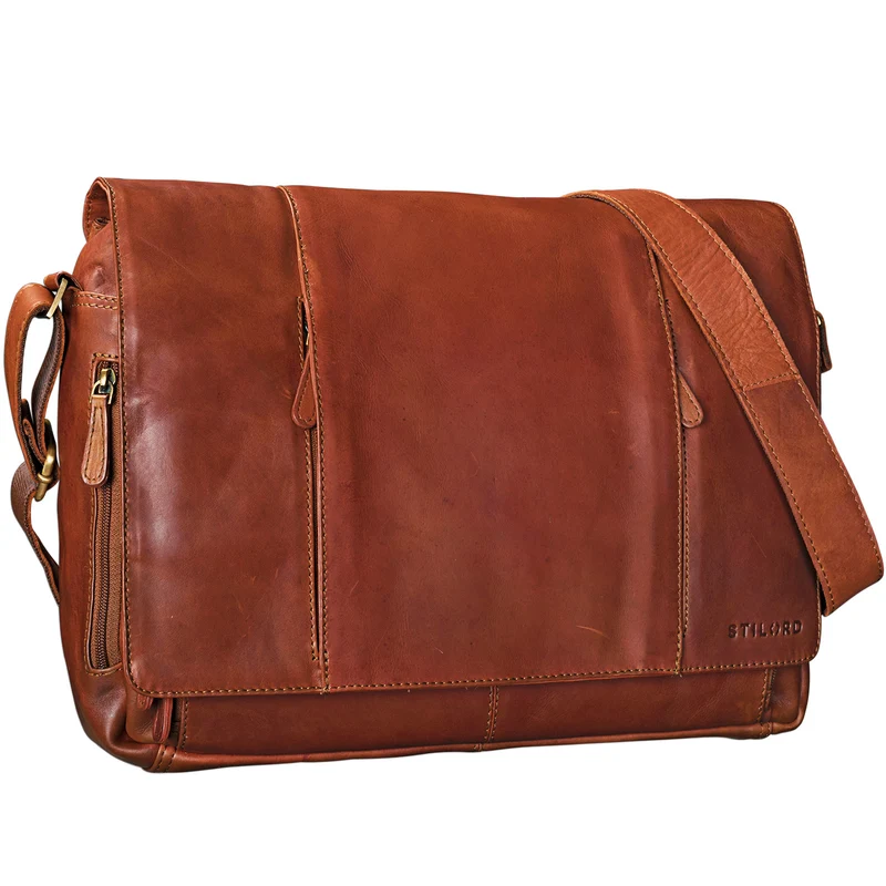 "Erik" Vintage Schultertasche Leder 15,6 Zoll Echtleder Umhängetasche