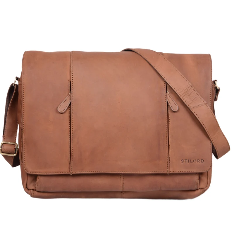 "Erik" Vintage Schultertasche Leder 15,6 Zoll Echtleder Umhängetasche