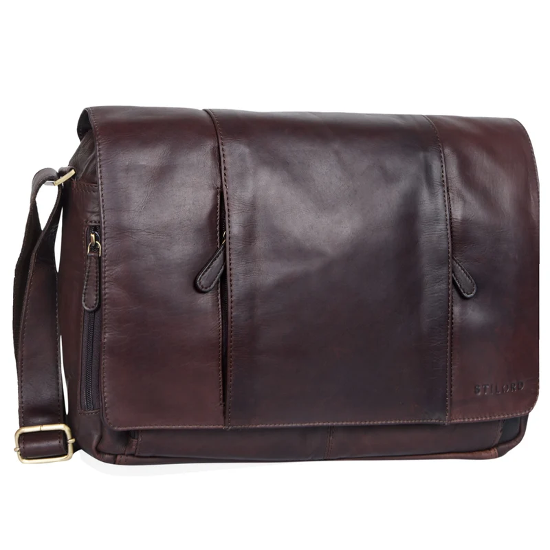 "Erik" Vintage Schultertasche Leder 15,6 Zoll Echtleder Umhängetasche