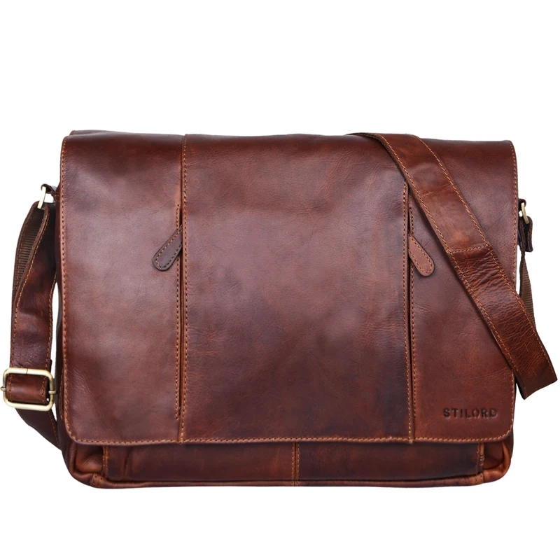 "Erik" Vintage Schultertasche Leder 15,6 Zoll Echtleder Umhängetasche