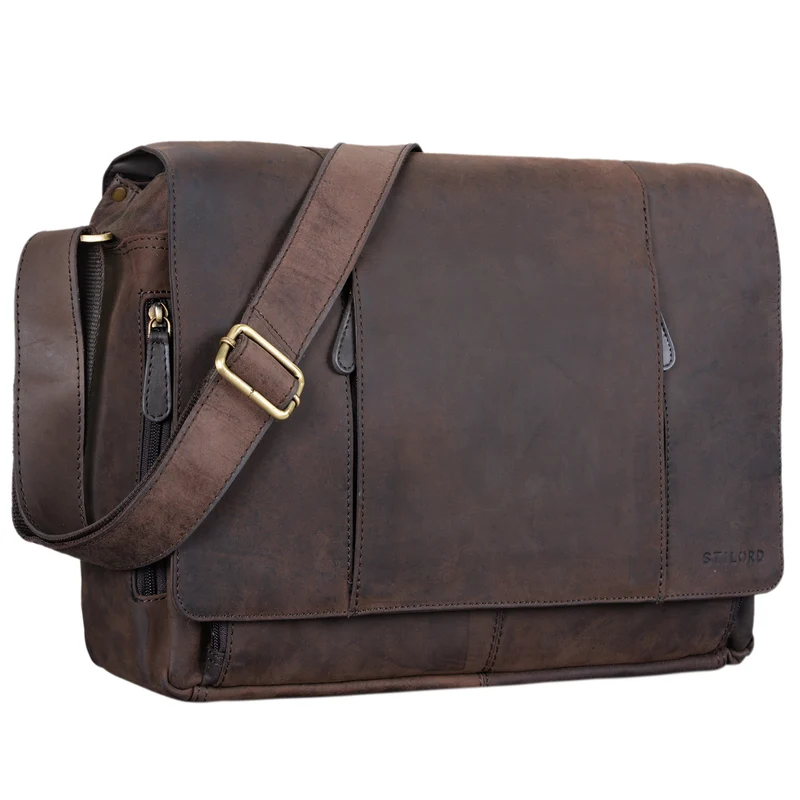 "Erik" Vintage Schultertasche Leder 15,6 Zoll Echtleder Umhängetasche