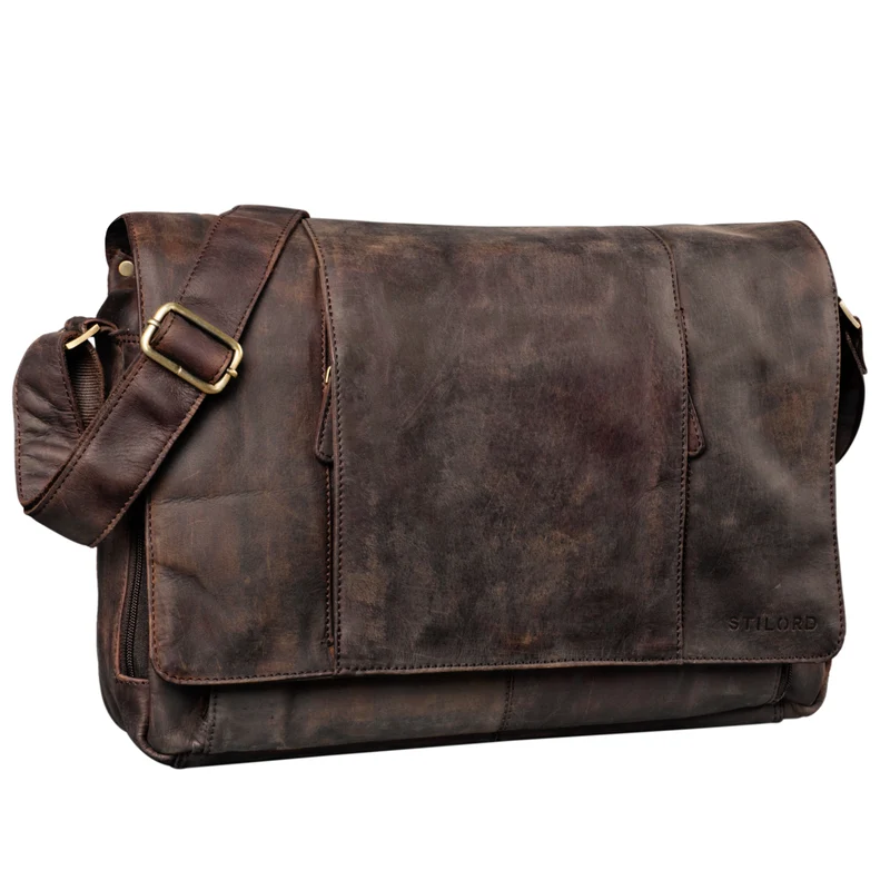 "Erik" Vintage Schultertasche Leder 15,6 Zoll Echtleder Umhängetasche