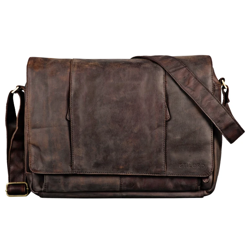 "Erik" Vintage Schultertasche Leder 15,6 Zoll Echtleder Umhängetasche
