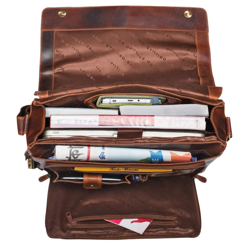 "Tom" Vintage Leder Umhängetasche mit 15 Zoll Laptopfach für Damen und Herren