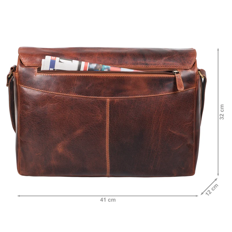 "Tom" Vintage Leder Umhängetasche mit 15 Zoll Laptopfach für Damen und Herren