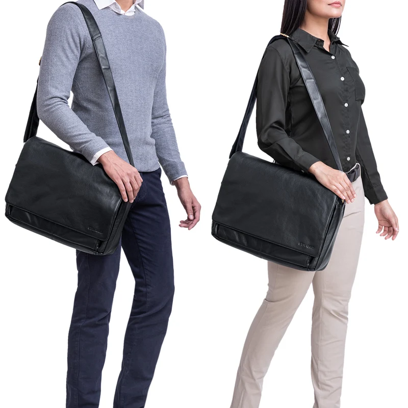 "Tom" Vintage Leder Umhängetasche mit 15 Zoll Laptopfach für Damen und Herren