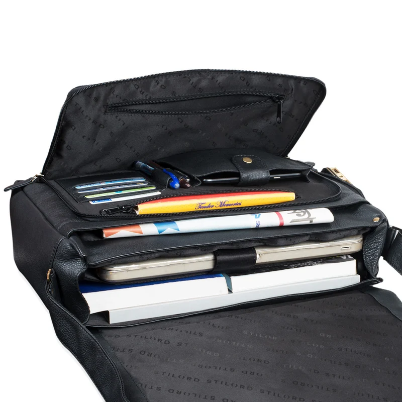 "Tom" Vintage Leder Umhängetasche mit 15 Zoll Laptopfach für Damen und Herren