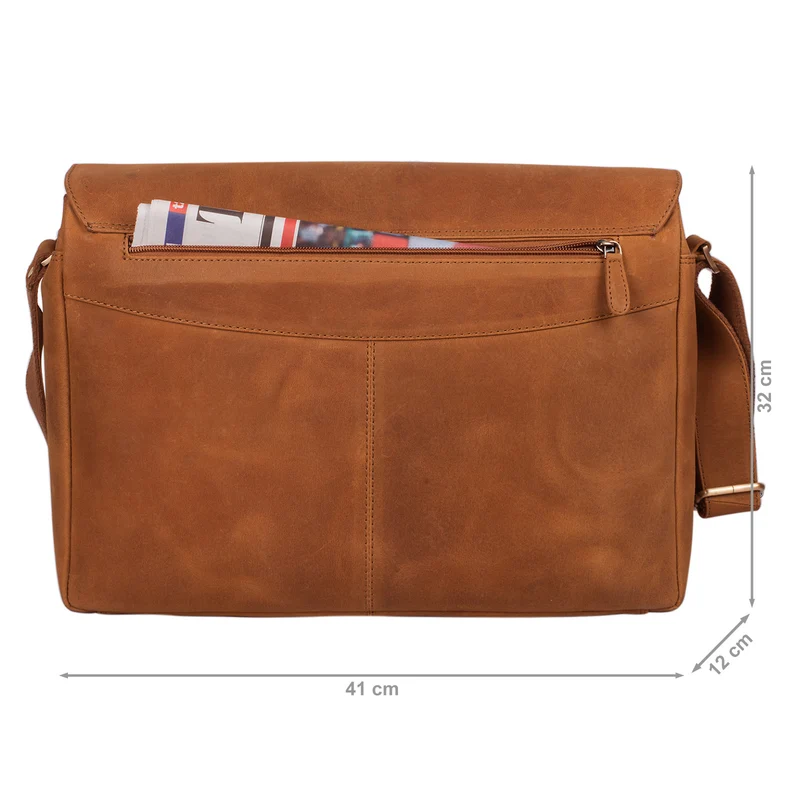 "Tom" Vintage Leder Umhängetasche mit 15 Zoll Laptopfach für Damen und Herren