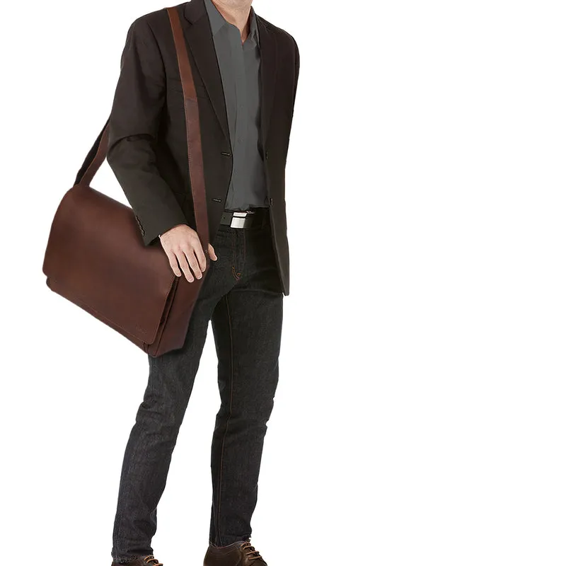 "Tom" Vintage Leder Umhängetasche mit 15 Zoll Laptopfach für Damen und Herren