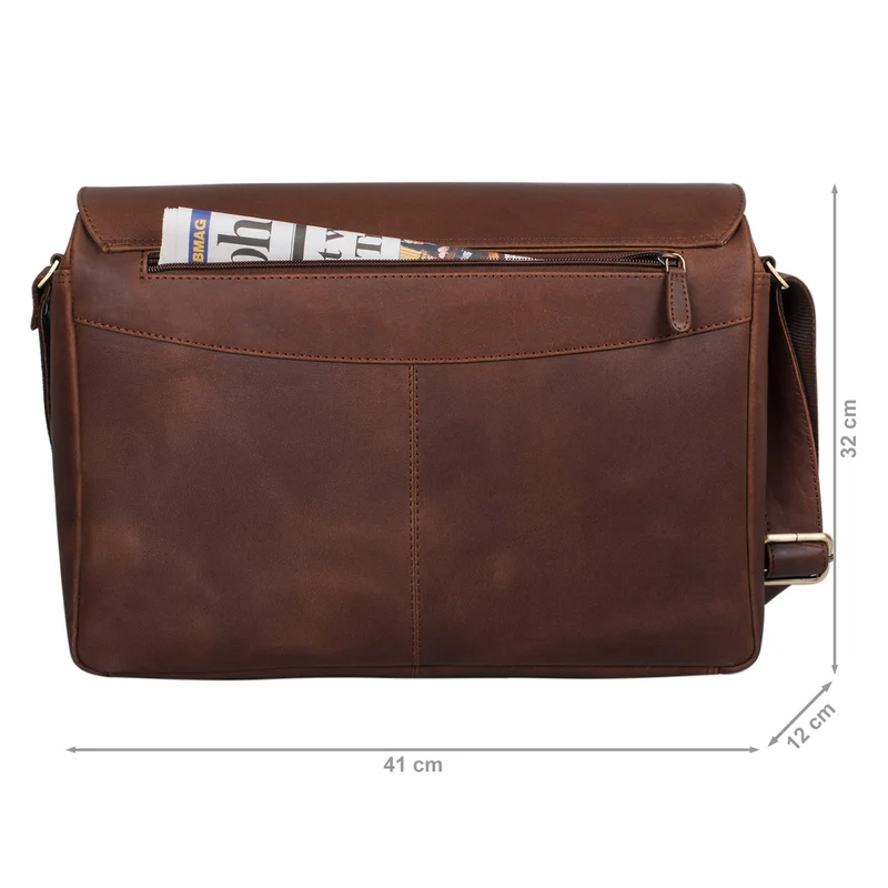 "Tom" Vintage Leder Umhängetasche mit 15 Zoll Laptopfach für Damen und Herren