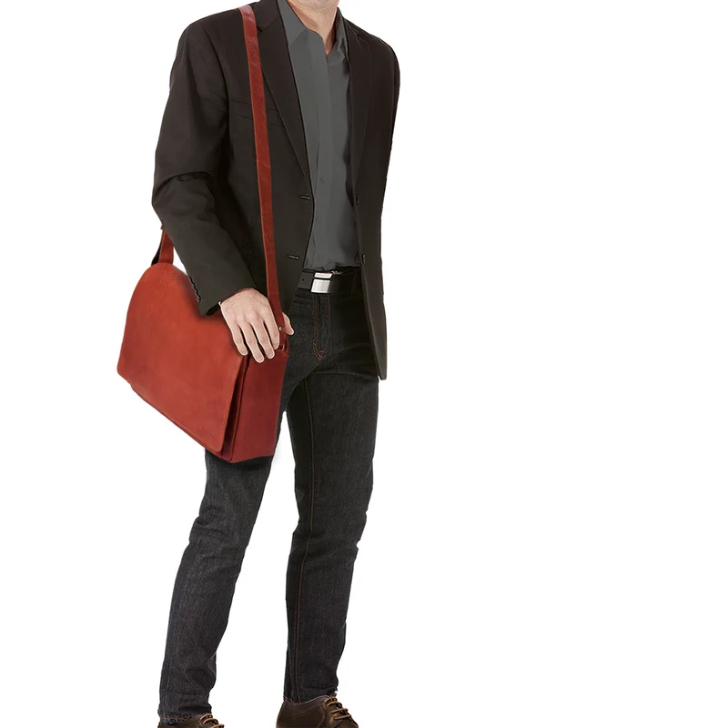 "Tom" Vintage Leder Umhängetasche mit 15 Zoll Laptopfach für Damen und Herren