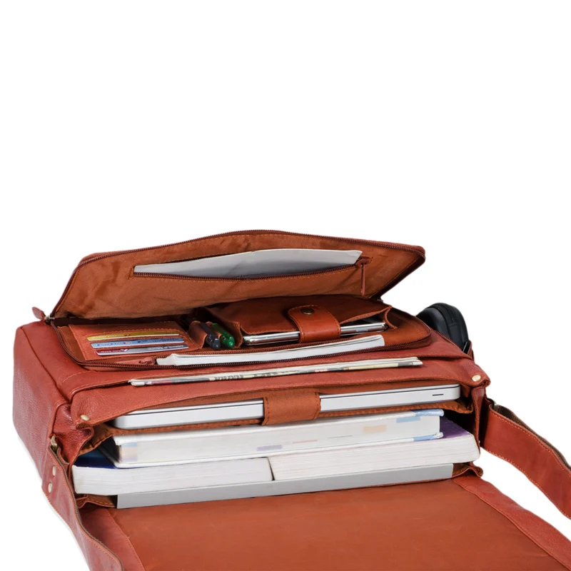 "Tom" Vintage Leder Umhängetasche mit 15 Zoll Laptopfach für Damen und Herren