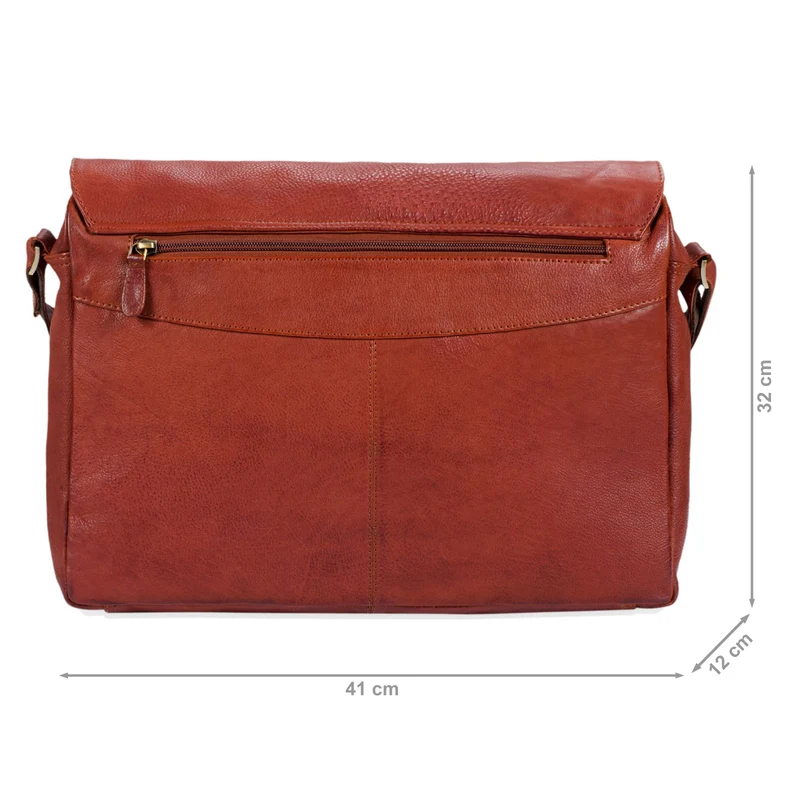 "Tom" Vintage Leder Umhängetasche mit 15 Zoll Laptopfach für Damen und Herren