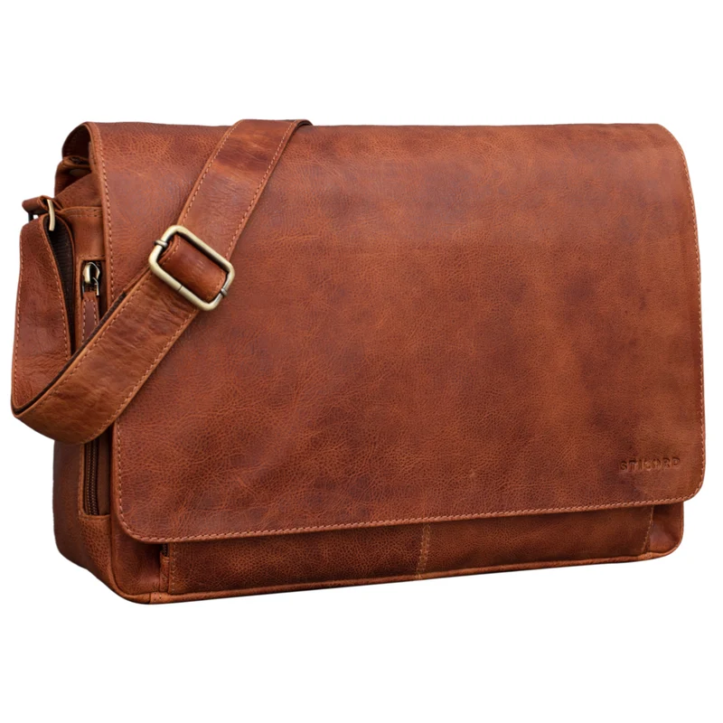 "Tom" Vintage Leder Umhängetasche mit 15 Zoll Laptopfach für Damen und Herren