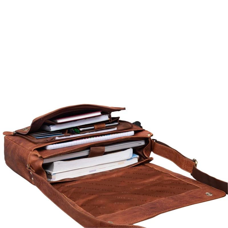"Tom" Vintage Leder Umhängetasche mit 15 Zoll Laptopfach für Damen und Herren