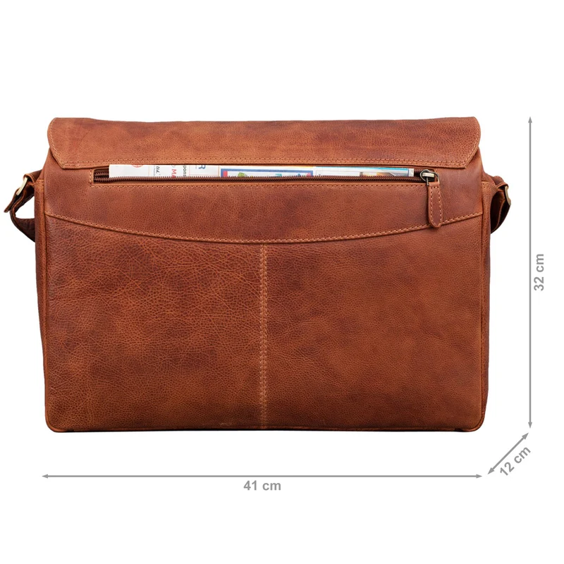 "Tom" Vintage Leder Umhängetasche mit 15 Zoll Laptopfach für Damen und Herren
