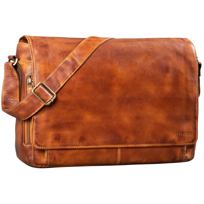 "Tom" Vintage Leder Umhängetasche mit 15 Zoll Laptopfach für Damen und Herren