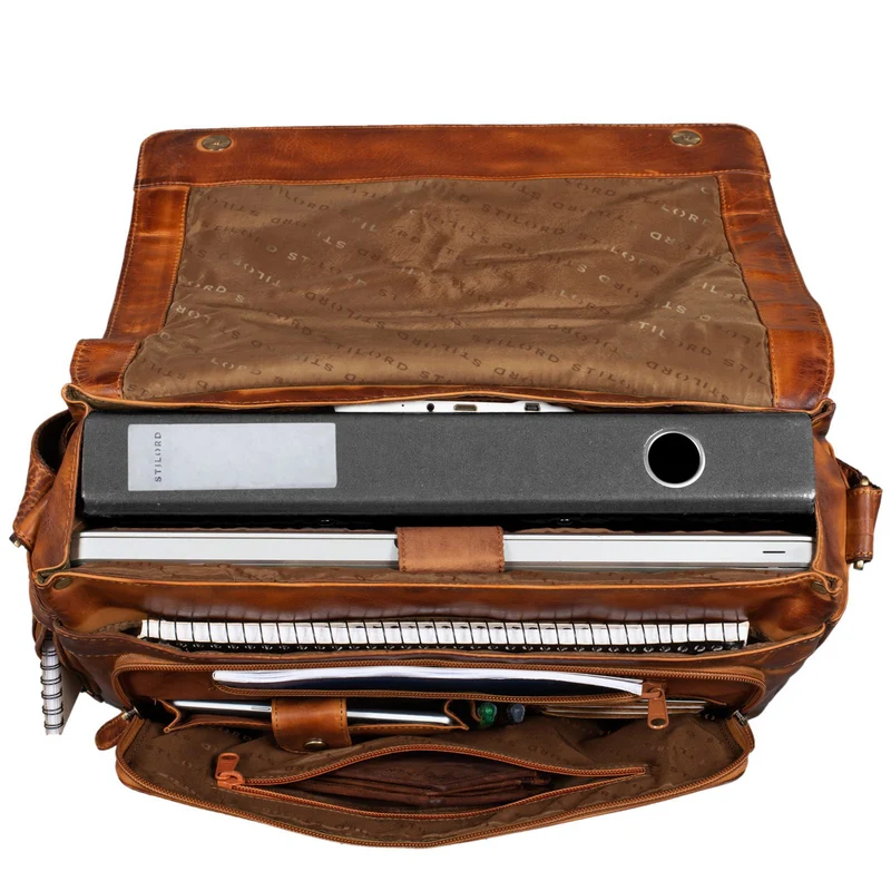 "Tom" Vintage Leder Umhängetasche mit 15 Zoll Laptopfach für Damen und Herren