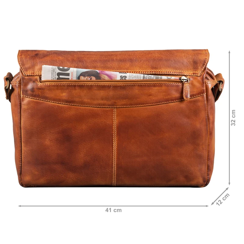 "Tom" Vintage Leder Umhängetasche mit 15 Zoll Laptopfach für Damen und Herren