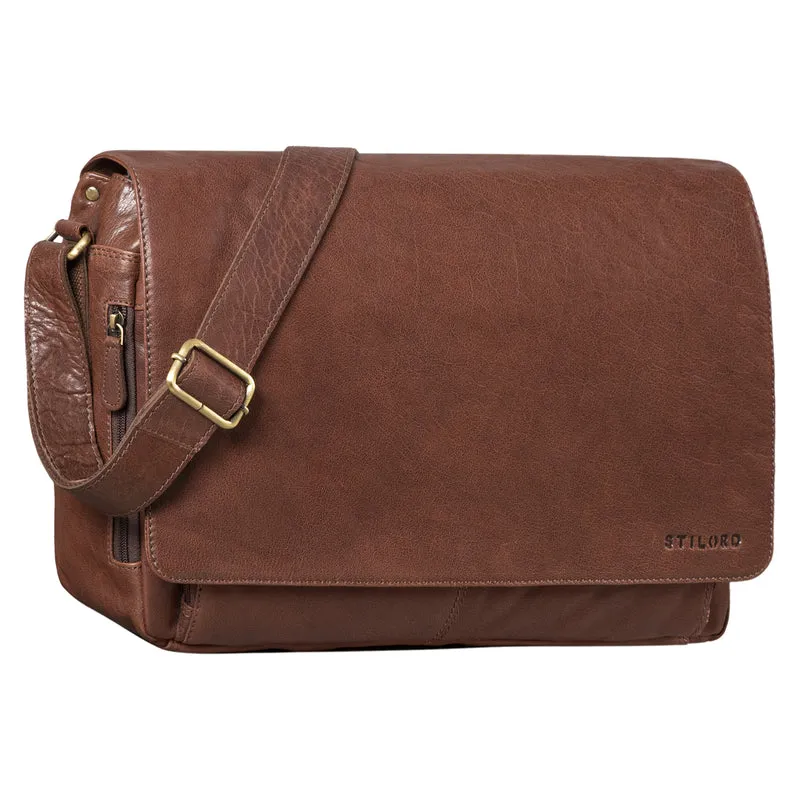 "Tom" Vintage Leder Umhängetasche mit 15 Zoll Laptopfach für Damen und Herren