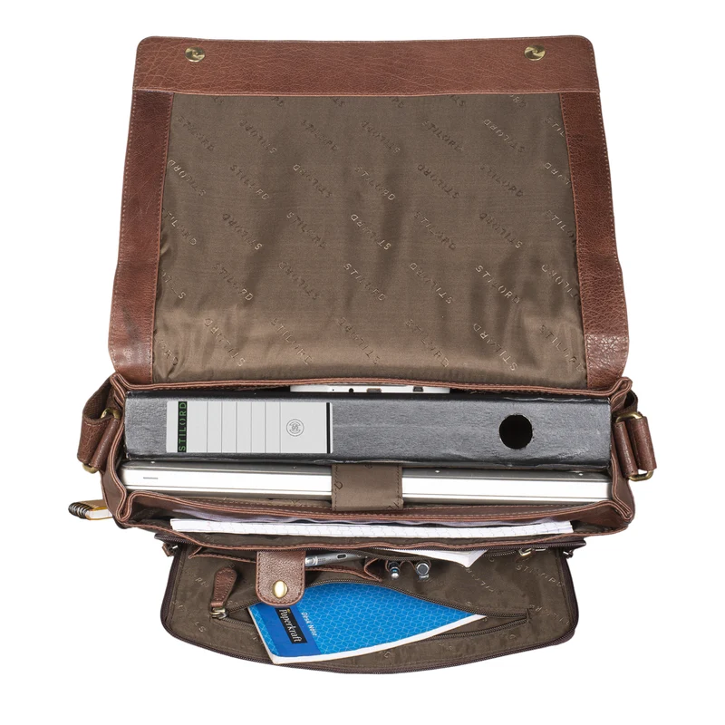 "Tom" Vintage Leder Umhängetasche mit 15 Zoll Laptopfach für Damen und Herren