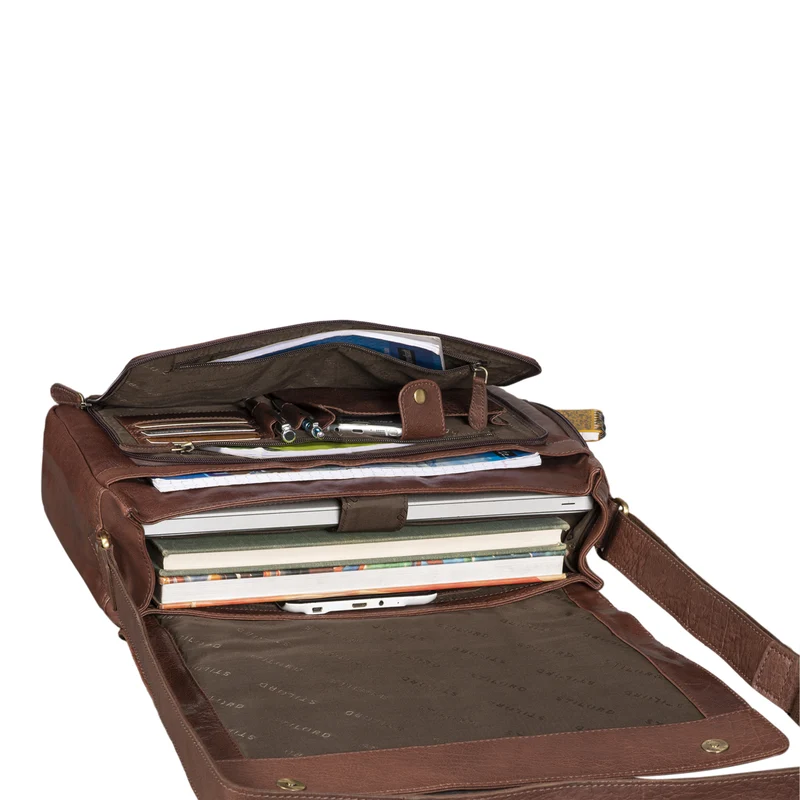 "Tom" Vintage Leder Umhängetasche mit 15 Zoll Laptopfach für Damen und Herren