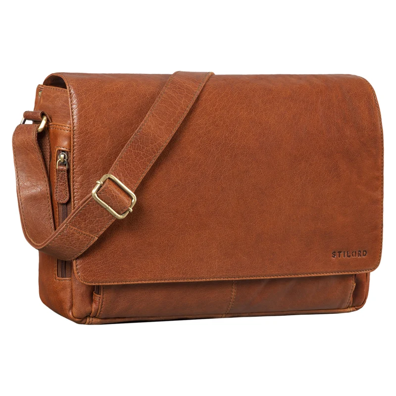 "Tom" Vintage Leder Umhängetasche mit 15 Zoll Laptopfach für Damen und Herren