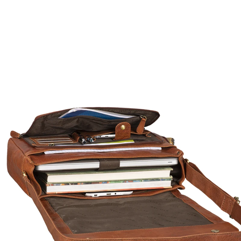 "Tom" Vintage Leder Umhängetasche mit 15 Zoll Laptopfach für Damen und Herren