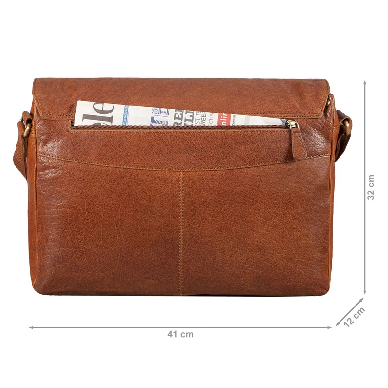 "Tom" Vintage Leder Umhängetasche mit 15 Zoll Laptopfach für Damen und Herren