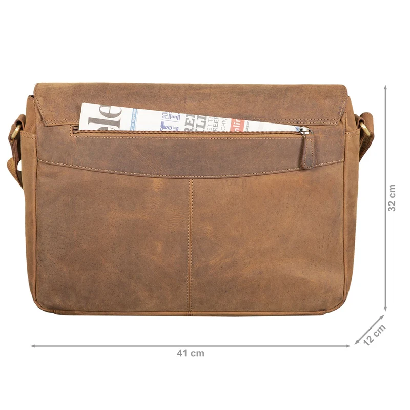 "Tom" Vintage Leder Umhängetasche mit 15 Zoll Laptopfach für Damen und Herren