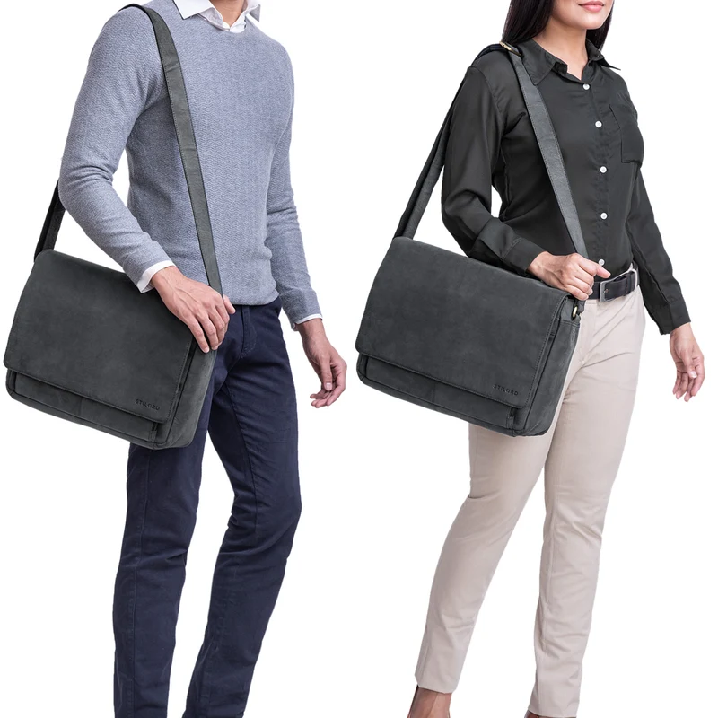 "Tom" Vintage Leder Umhängetasche mit 15 Zoll Laptopfach für Damen und Herren