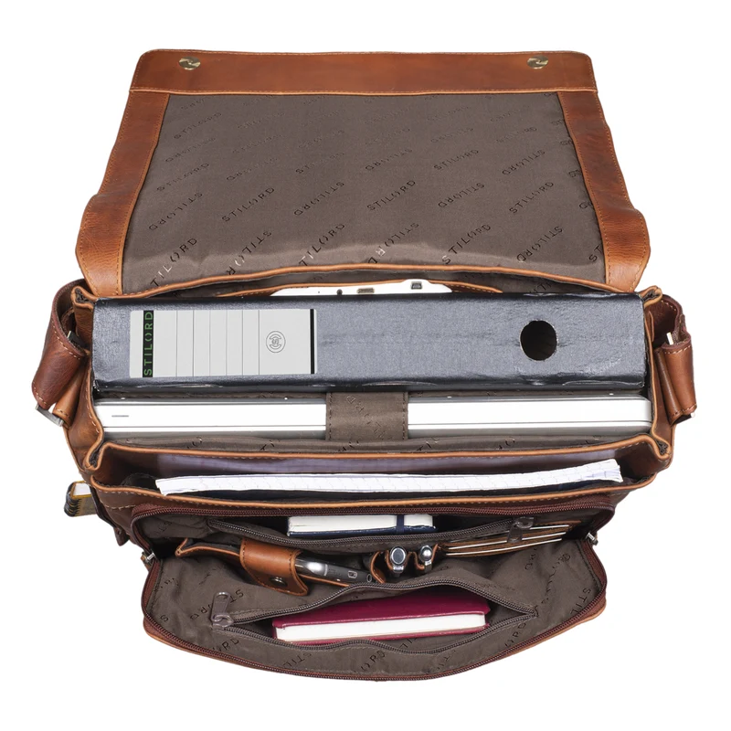 "Tom" Vintage Leder Umhängetasche mit 15 Zoll Laptopfach für Damen und Herren